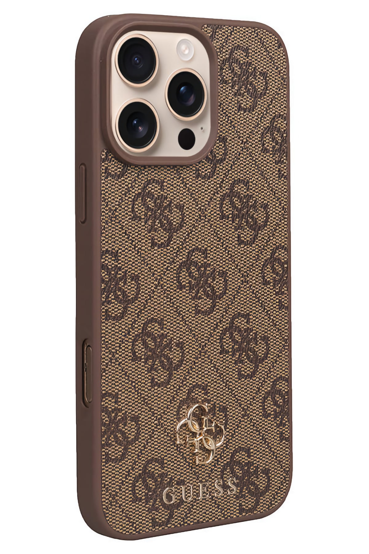 Guess Classic 4G Logolu iPhone 16 Pro Max Magsafe Uyumlu Kılıf Kahverengi
