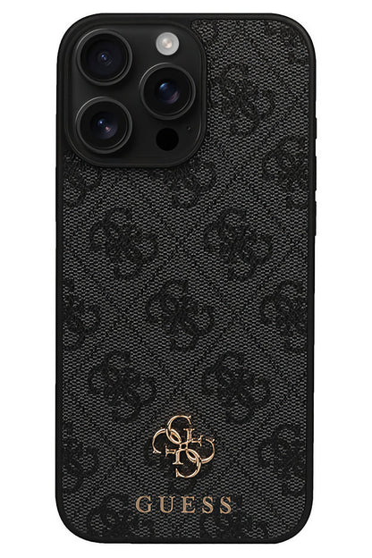 Guess Classic 4G Logolu iPhone 16 Pro Max Magsafe Uyumlu Kılıf Siyah