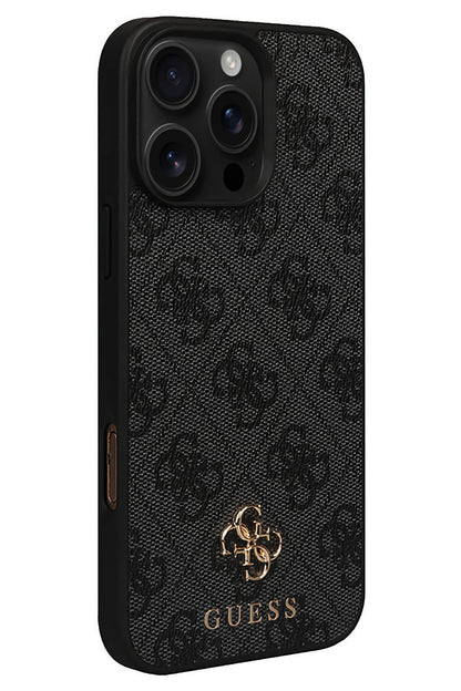 Guess Classic 4G Logolu iPhone 16 Pro Max Magsafe Uyumlu Kılıf Siyah