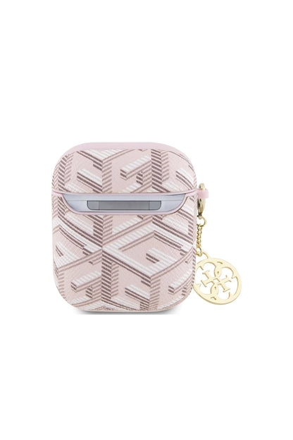 Guess Apple Airpods 3. Nesil Uyumlu Kılıf G Cube Desenli Süs Zincirli Pembe
