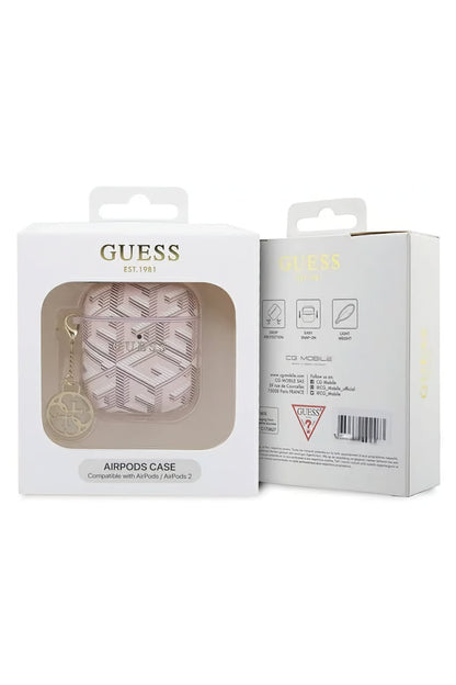 Guess Apple Airpods 2. Nesil Uyumlu Kılıf G Cube Süs Zincirli Pembe
