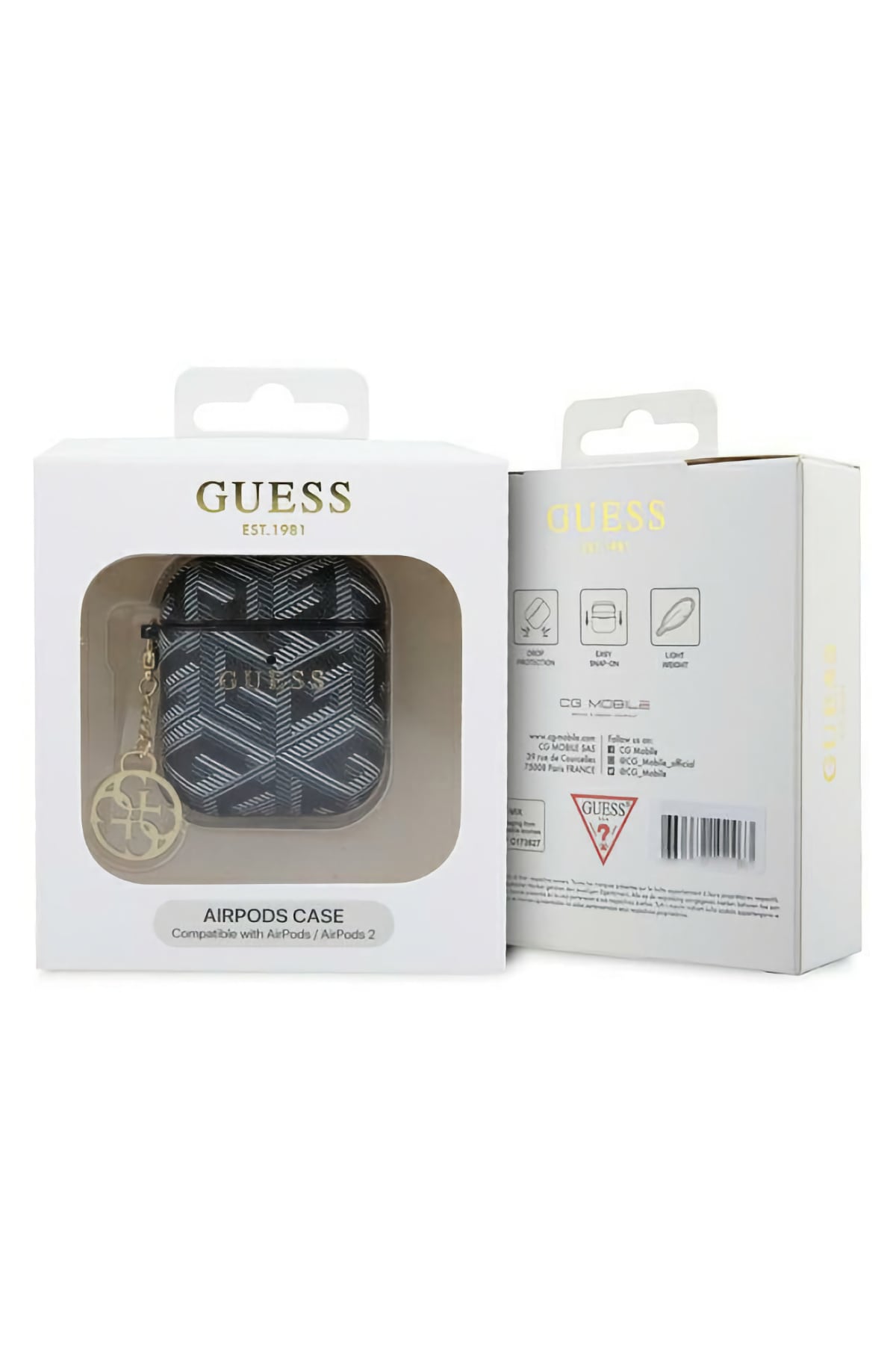 Guess Apple Airpods 2. Nesil Uyumlu Kılıf G Cube Süs Zincirli Siyah