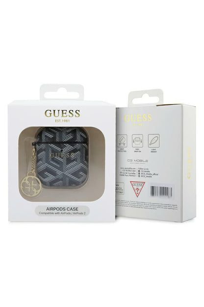 Guess Apple Airpods 2. Nesil Uyumlu Kılıf G Cube Süs Zincirli Siyah