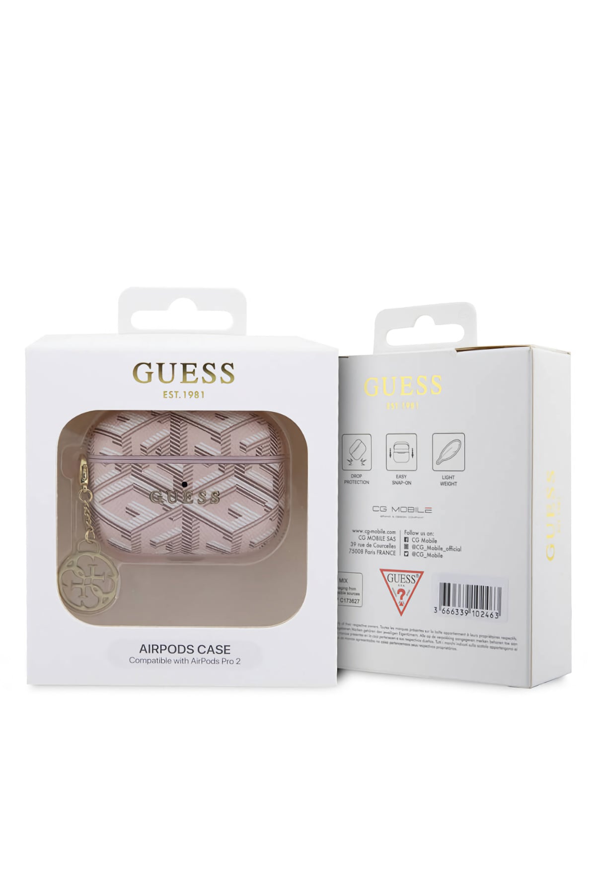 Guess Apple Airpods Pro 2. Nesil Uyumlu Kılıf G Cube Süs Zincirli Pembe
