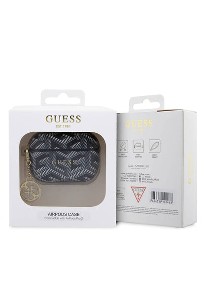 Guess Apple Airpods Pro 2. Nesil Uyumlu Kılıf G Cube Süs Zincirli Siyah