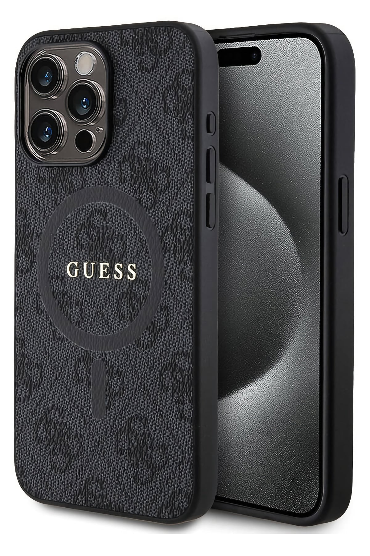 Guess iPhone 14 Pro Magsafe Uyumlu 4G Desenli Kılıf Siyah