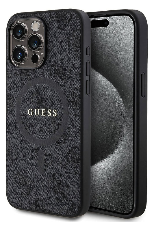 Guess iPhone 14 Pro Magsafe Uyumlu 4G Desenli Kılıf Siyah