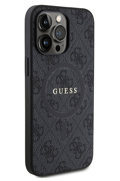 Guess iPhone 14 Pro Max Magsafe Uyumlu 4G Desenli Kılıf Siyah