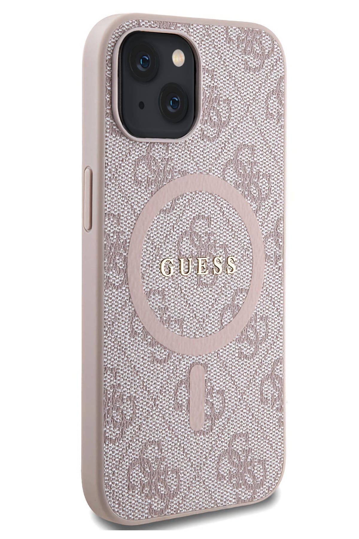 Guess iPhone 15 Magsafe Uyumlu 4G Desenli Kılıf Pembe
