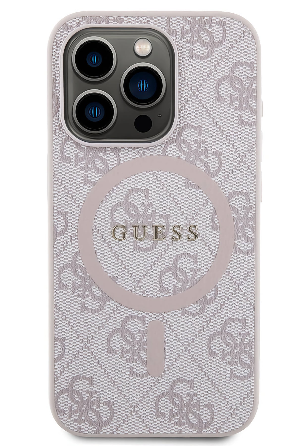 Guess iPhone 14 Pro Magsafe Uyumlu 4G Desenli Kılıf Pembe