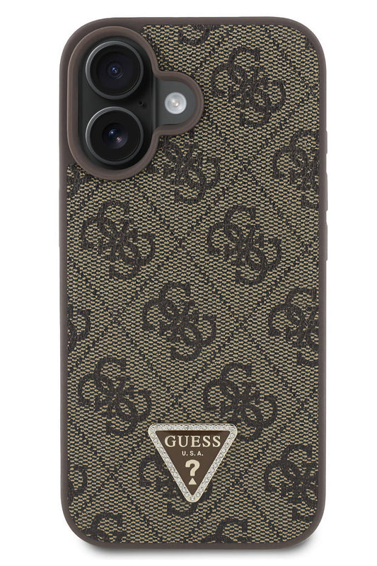 Guess iPhone 16 Plus Uyumlu 4G Desenli Strass Kılıf Kahverengi