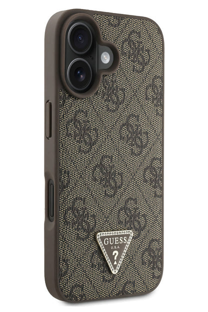 Guess iPhone 16 Plus Uyumlu 4G Desenli Strass Kılıf Kahverengi