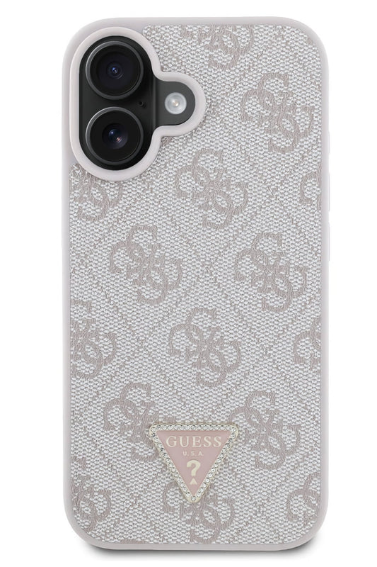 Guess iPhone 16 Plus Uyumlu 4G Desenli Strass Kılıf Pembe