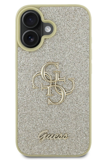 Guess iPhone 16 Plus Uyumlu Glitter 4G Logolu Kılıf Gold