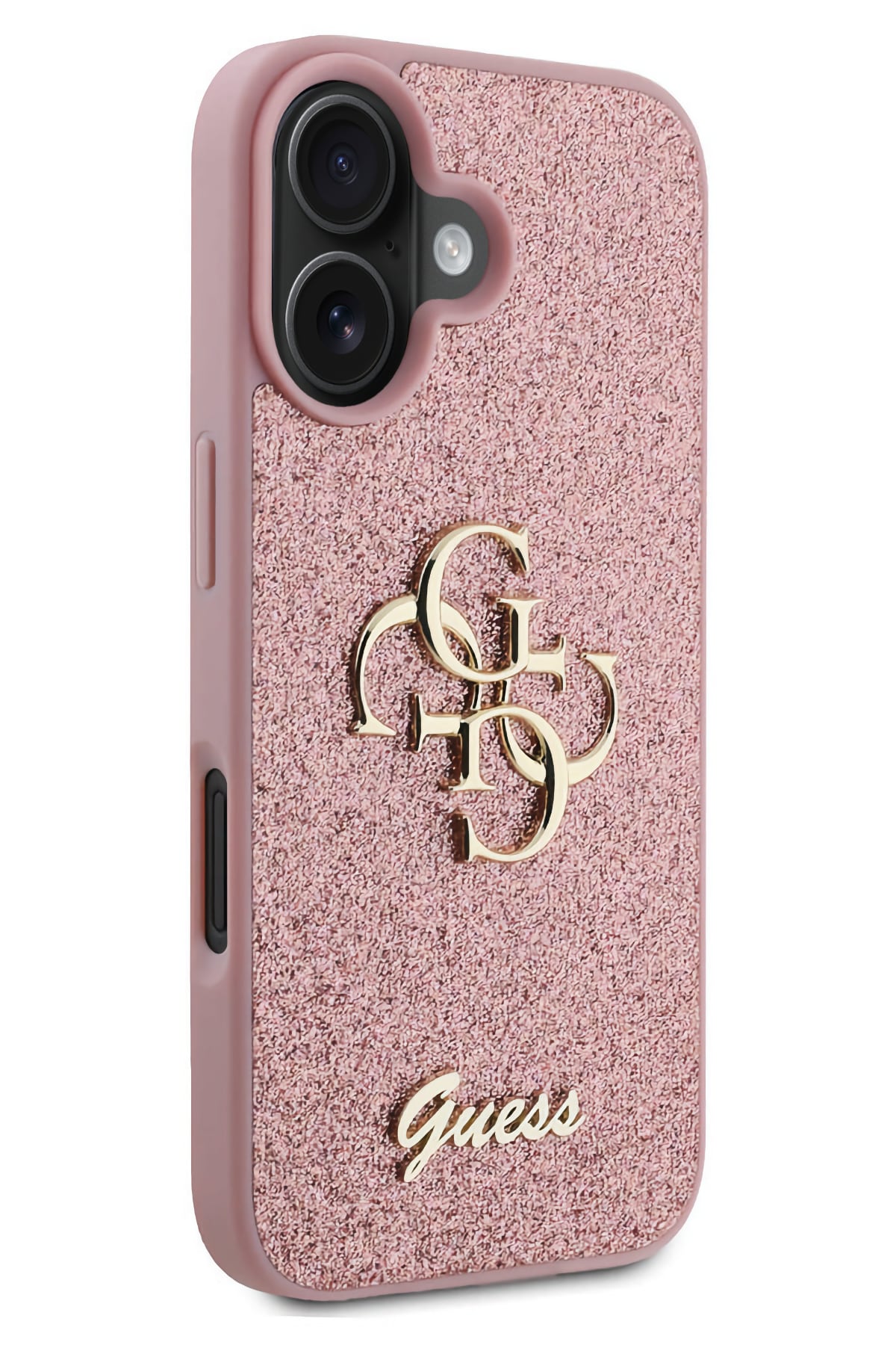 Guess iPhone 16 Plus Uyumlu Glitter 4G Logolu Kılıf Pembe