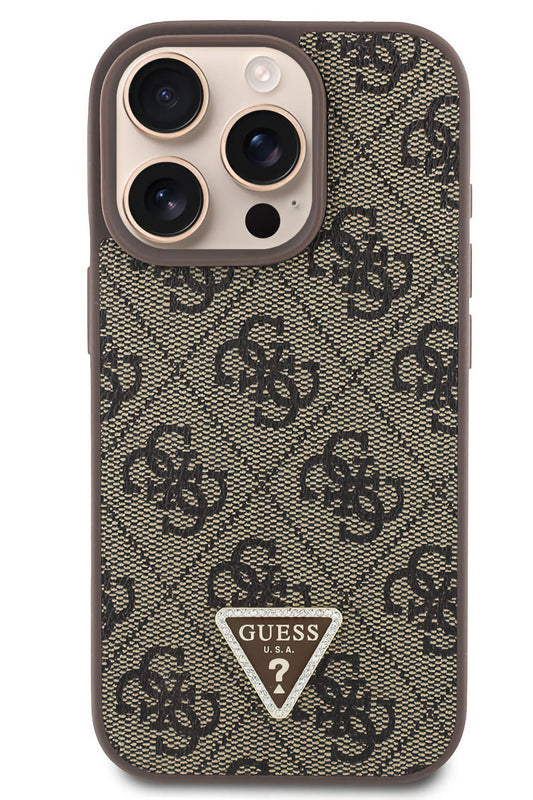 Guess iPhone 16 Pro Max Uyumlu 4G Desenli Strass Kılıf Kahverengi
