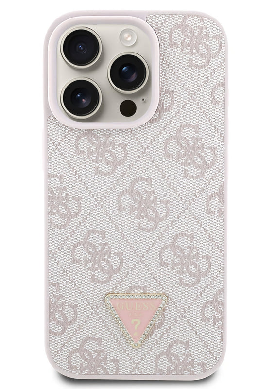 Guess iPhone 16 Pro Max Uyumlu 4G Desenli Strass Kılıf Pembe