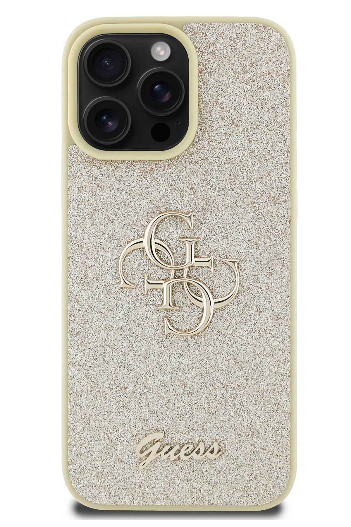 Guess iPhone 16 Pro Max Uyumlu Glitter 4G Logolu Kılıf Gold