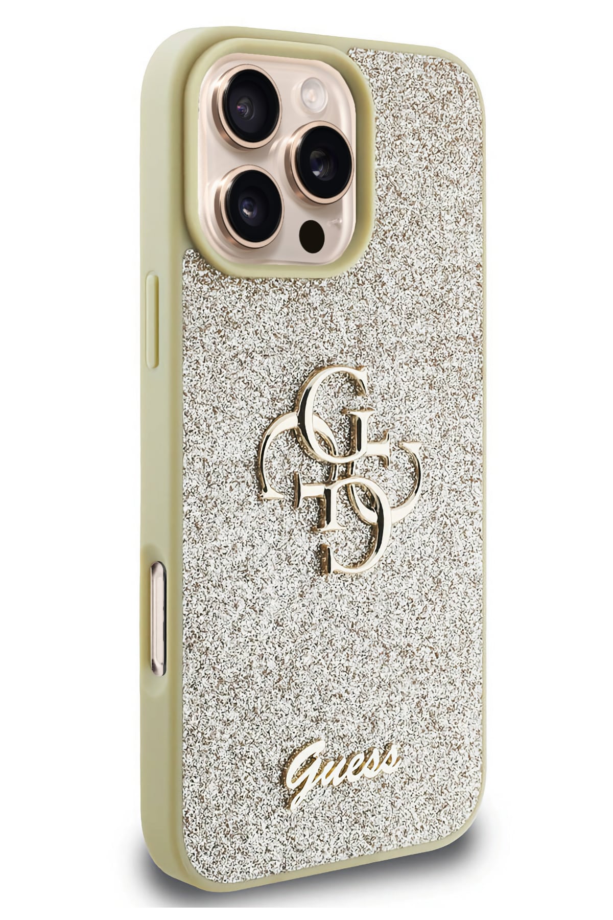 Guess iPhone 16 Pro Max Uyumlu Glitter 4G Logolu Kılıf Gold
