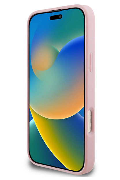 Guess iPhone 16 Pro Max Uyumlu Glitter 4G Logolu Kılıf Pembe