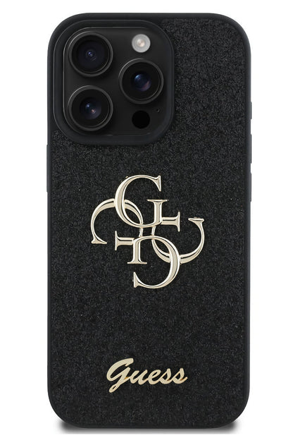 Guess iPhone 16 Pro Max Uyumlu Glitter 4G Logolu Kılıf Siyah