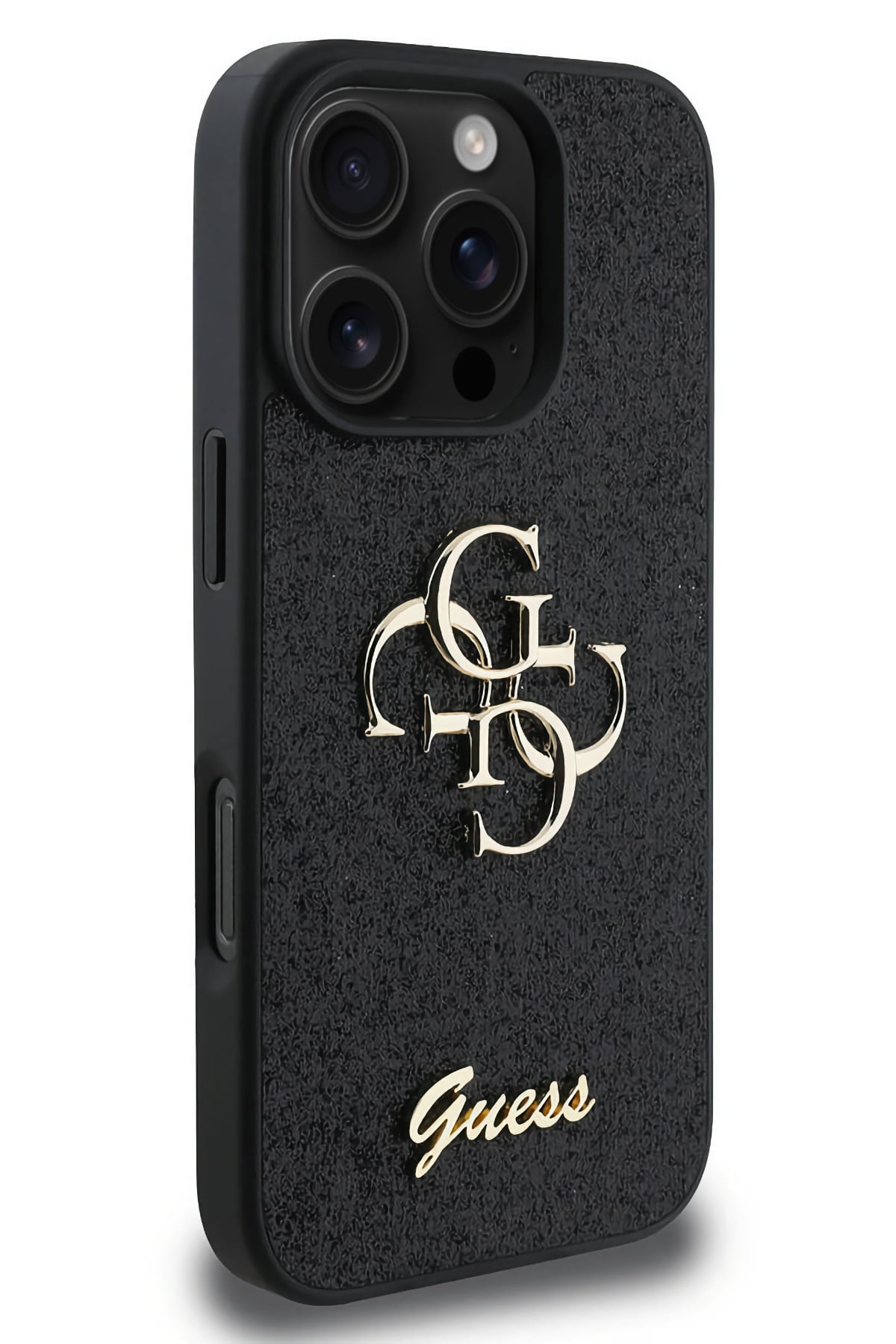 Guess iPhone 16 Pro Max Uyumlu Glitter 4G Logolu Kılıf Siyah