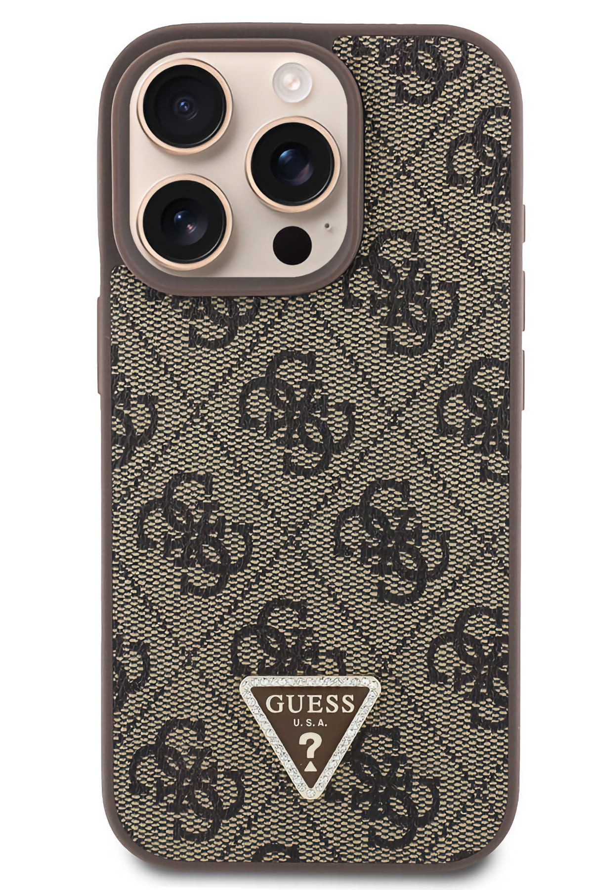 Guess iPhone 16 Pro Uyumlu 4G Desenli Strass Kılıf Kahverengi