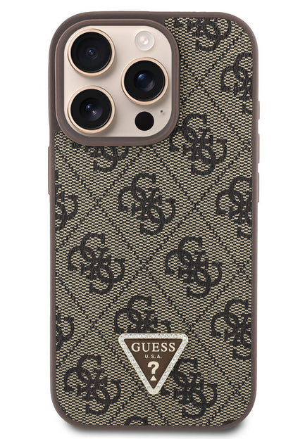 Guess iPhone 16 Pro Uyumlu 4G Desenli Strass Kılıf Kahverengi