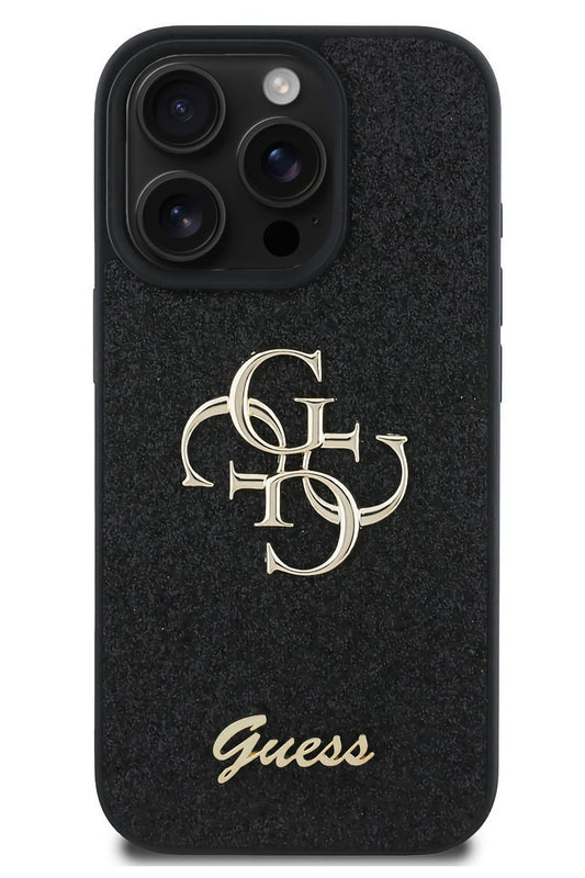 Guess iPhone 16 Pro Uyumlu Glitter 4G Logolu Kılıf Siyah