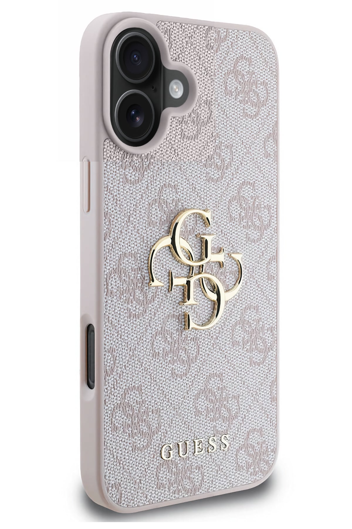 Guess iPhone 16 Uyumlu 4G Logolu Deri Kılıf Pembe