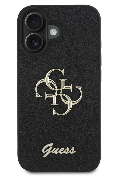 Guess iPhone 16 Uyumlu Glitter 4G Logolu Kılıf Siyah