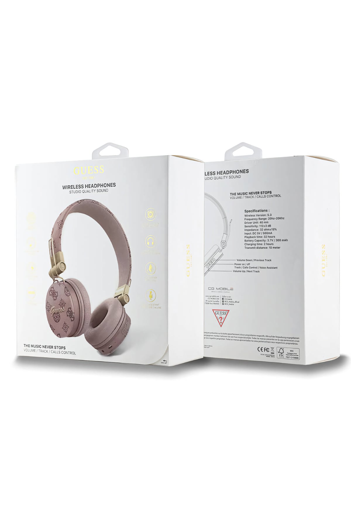 Guess Kulak Üstü Bluetooth 5.3 Metal Logolu Kulaklık Pembe