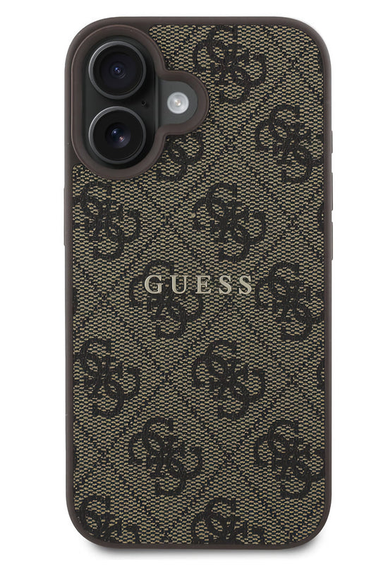 Guess Logolu iPhone 16 Magsafe Uyumlu Kılıf Kahverengi