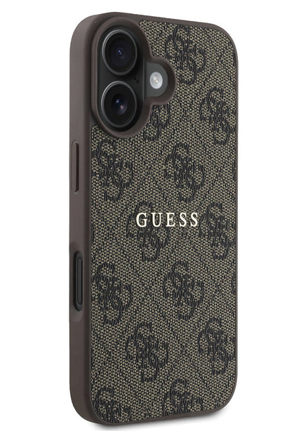 Guess Logolu iPhone 16 Magsafe Uyumlu Kılıf Kahverengi