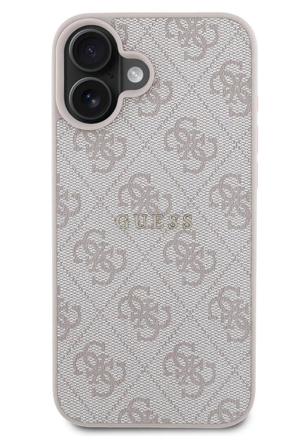 Guess Logolu iPhone 16 Magsafe Uyumlu Kılıf Pembe
