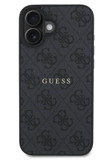 Guess Logolu iPhone 16 Magsafe Uyumlu Kılıf Siyah