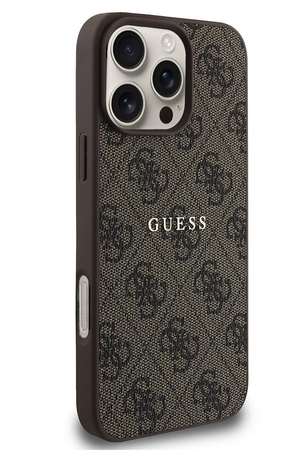 Guess Logolu iPhone 16 Pro Magsafe Uyumlu Kılıf Kahverengi