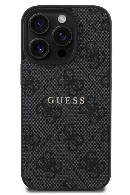 Guess Logolu iPhone 16 Pro Magsafe Uyumlu Kılıf Siyah