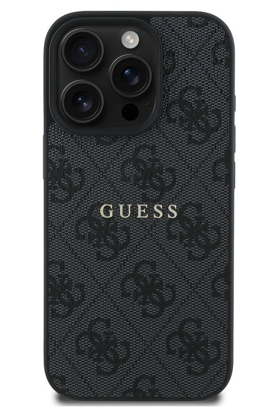 Guess Logolu iPhone 16 Pro Max Magsafe Uyumlu Kılıf Siyah