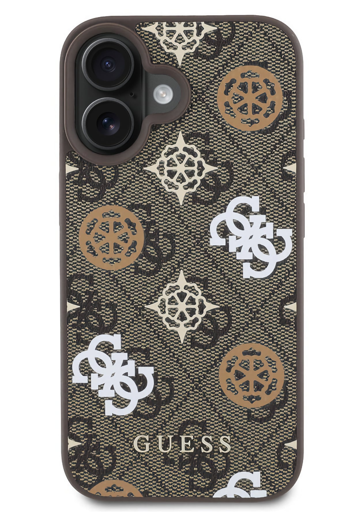 Guess Peony 4G Logolu iPhone 16 Magsafe Uyumlu Kılıf Kahverengi