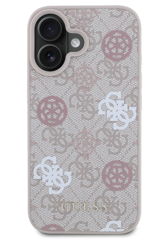 Guess Peony 4G Logolu iPhone 16 Magsafe Uyumlu Kılıf Pembe
