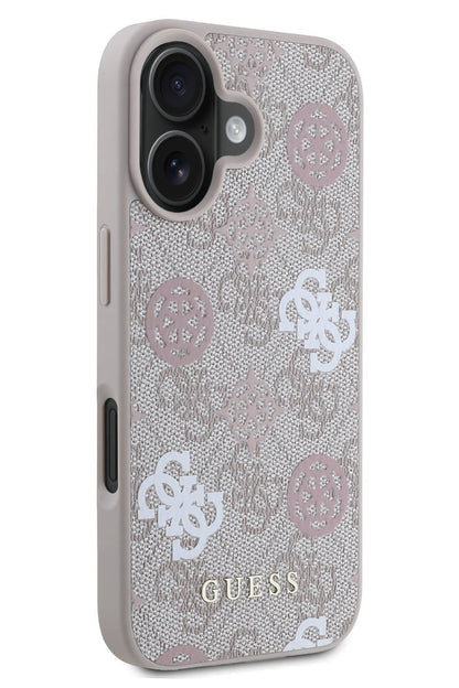 Guess Peony 4G Logolu iPhone 16 Magsafe Uyumlu Kılıf Pembe