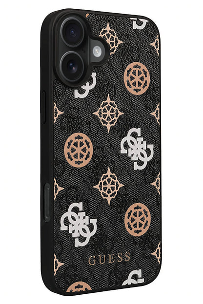 Guess Peony 4G Logolu iPhone 16 Plus Magsafe Uyumlu Kılıf Siyah