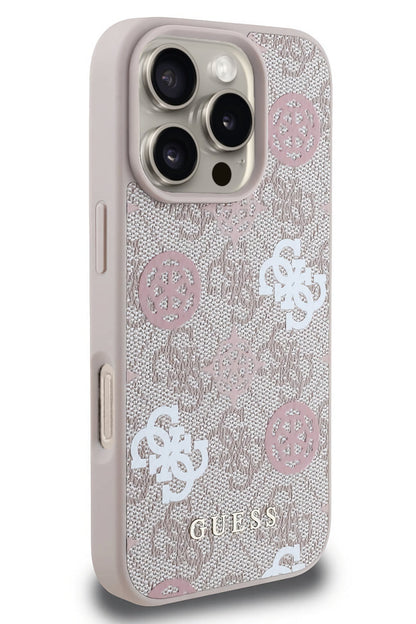 Guess Peony 4G Logolu iPhone 16 Pro Magsafe Uyumlu Kılıf Pembe