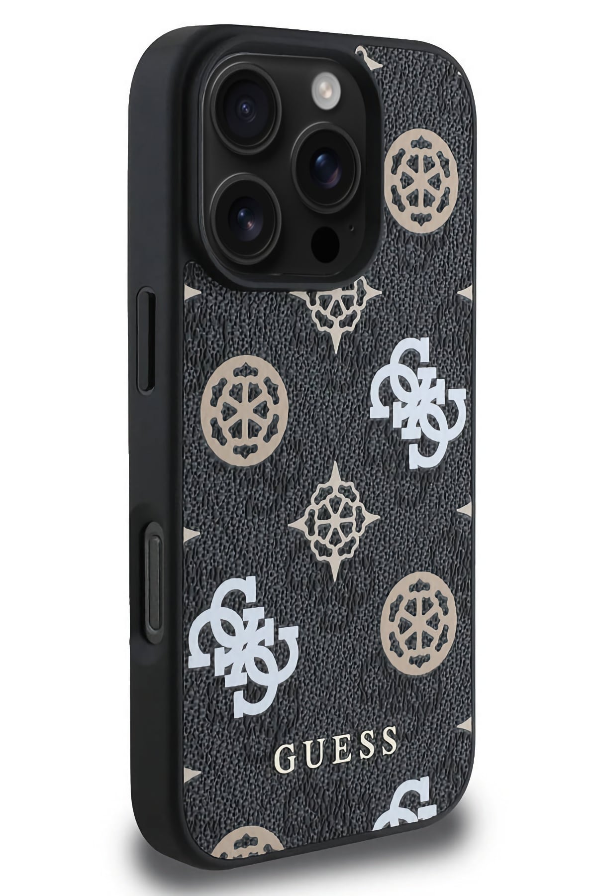 Guess Peony 4G Logolu iPhone 16 Pro Magsafe Uyumlu Kılıf Siyah