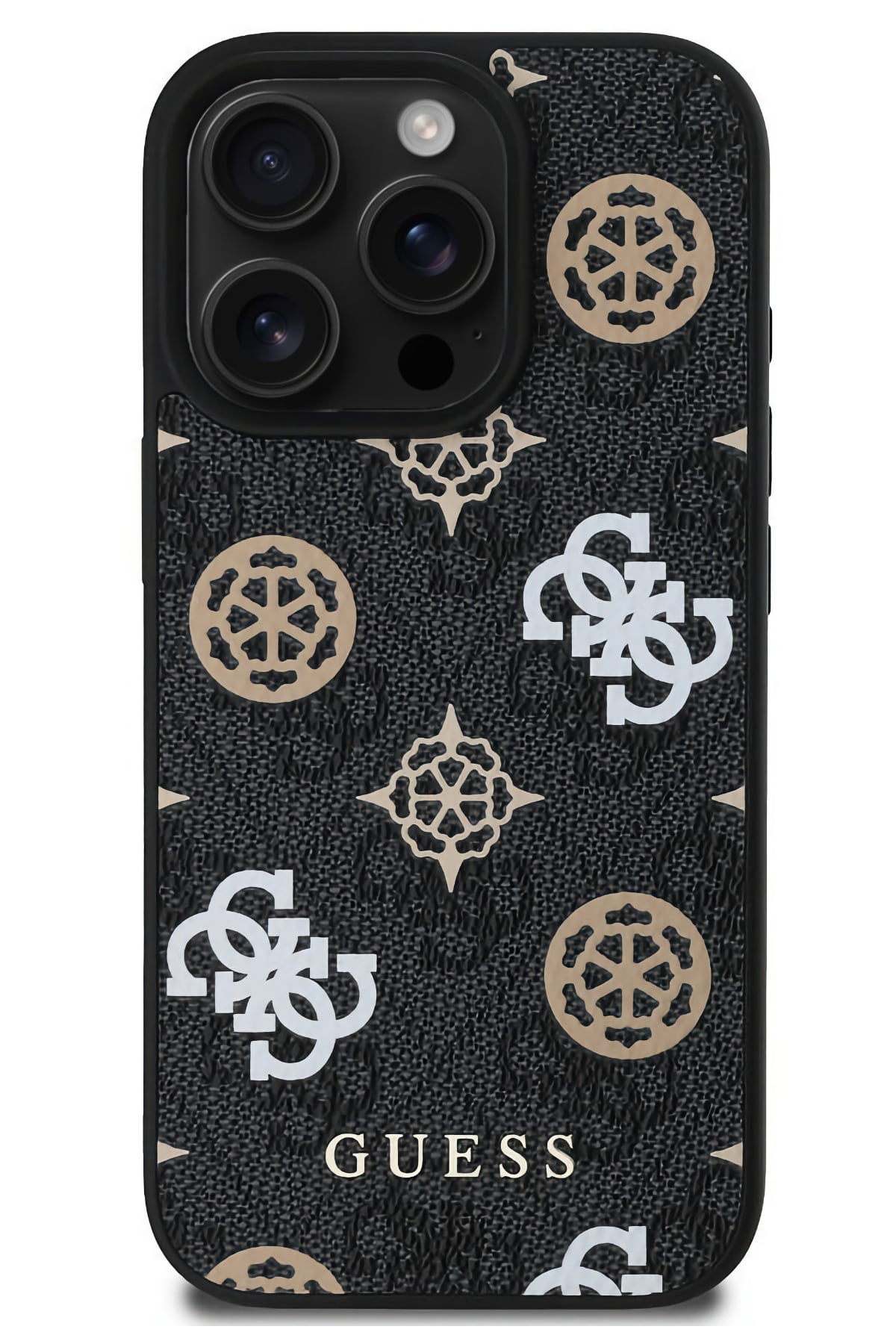 Guess Peony 4G Logolu iPhone 16 Pro Max Magsafe Uyumlu Kılıf Siyah