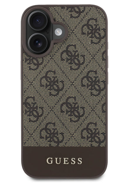 Guess Şerit Logolu iPhone 16 Magsafe Uyumlu Kılıf Kahverengi