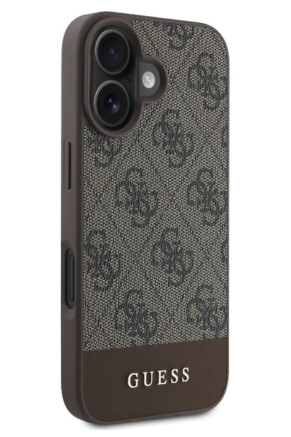 Guess Şerit Logolu iPhone 16 Plus Magsafe Uyumlu Kılıf Kahverengi