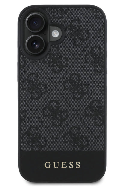 Guess Şerit Logolu iPhone 16 Plus Magsafe Uyumlu Kılıf Siyah