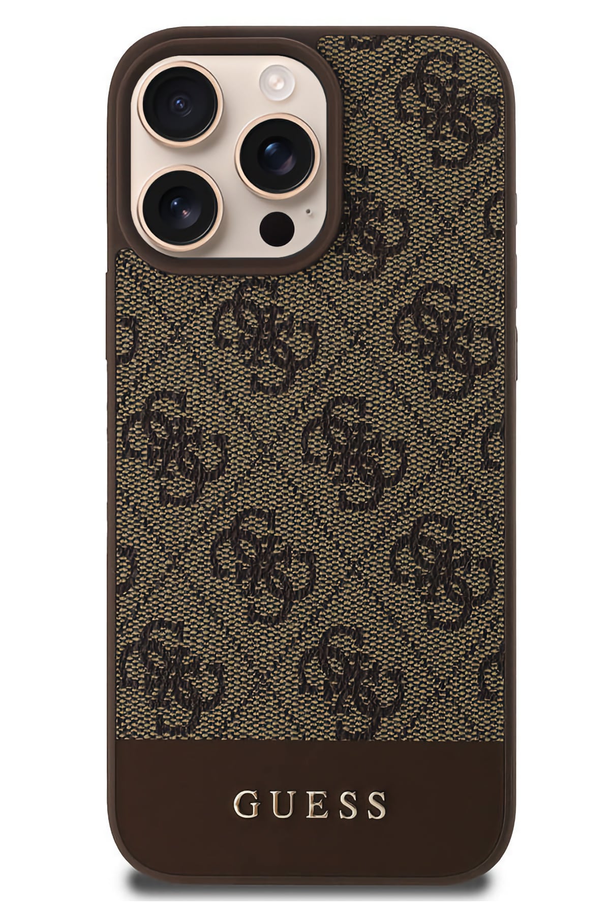 Guess Şerit Logolu iPhone 16 Pro Magsafe Uyumlu Kılıf Kahverengi